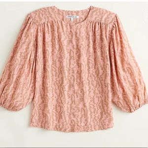 ELIZABETH AND JAMES | Womens Peach Print Drop Shoulders Button-Front Top size XL
